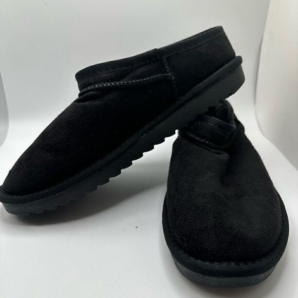 CUSHIONAIRE Women's Faux Shearling Genuine Suede cozy mule slippers 7.5 BLACK - Picture 7 of 7